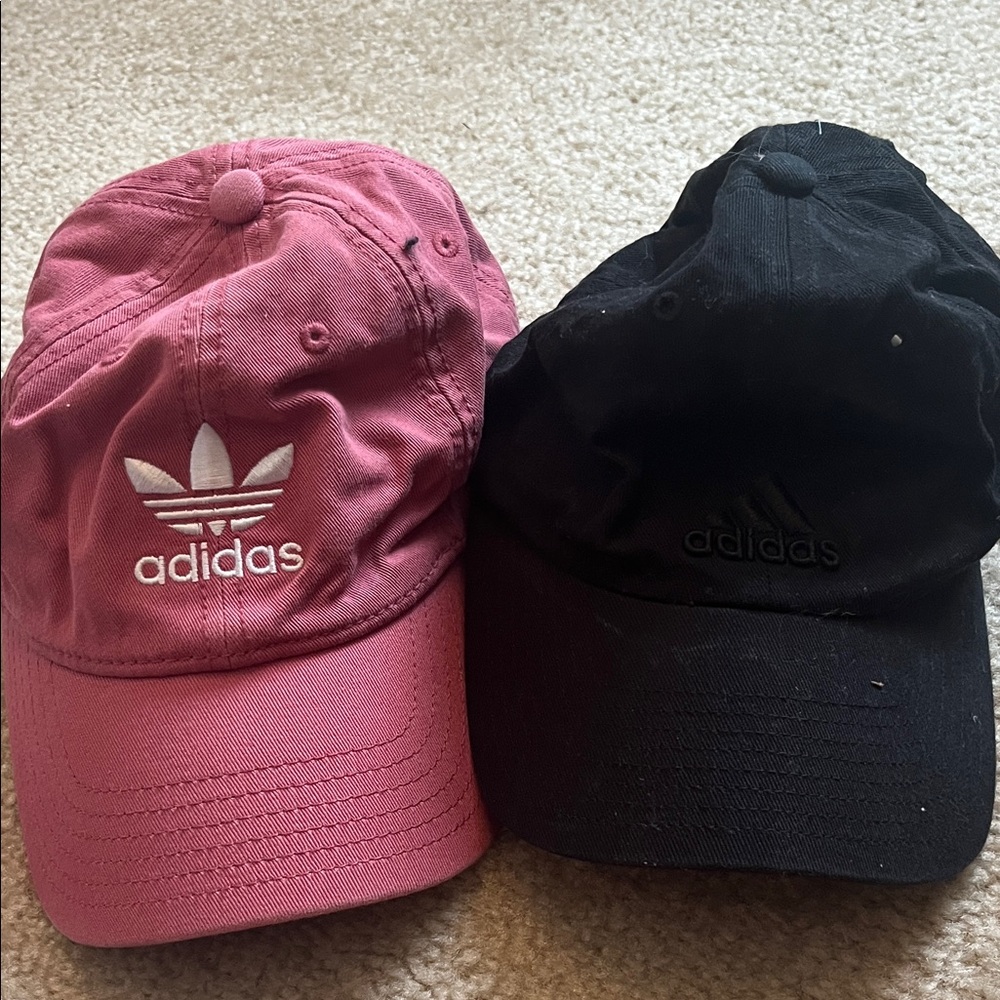 Adidas Pink and Black Logo Caps